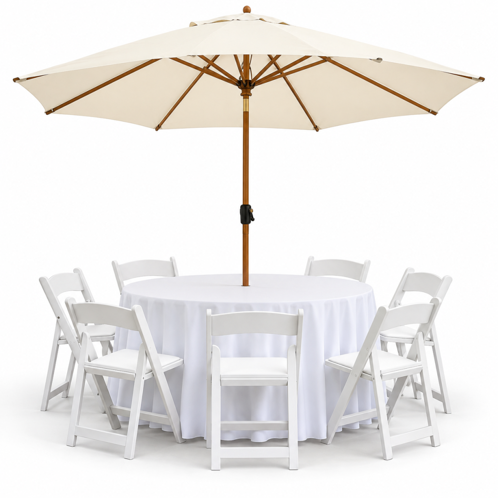 White Resin Umbrella Set