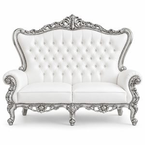 Double Throne Sofa White & Silver
