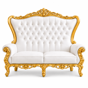 Double Throne Sofa White & Gold