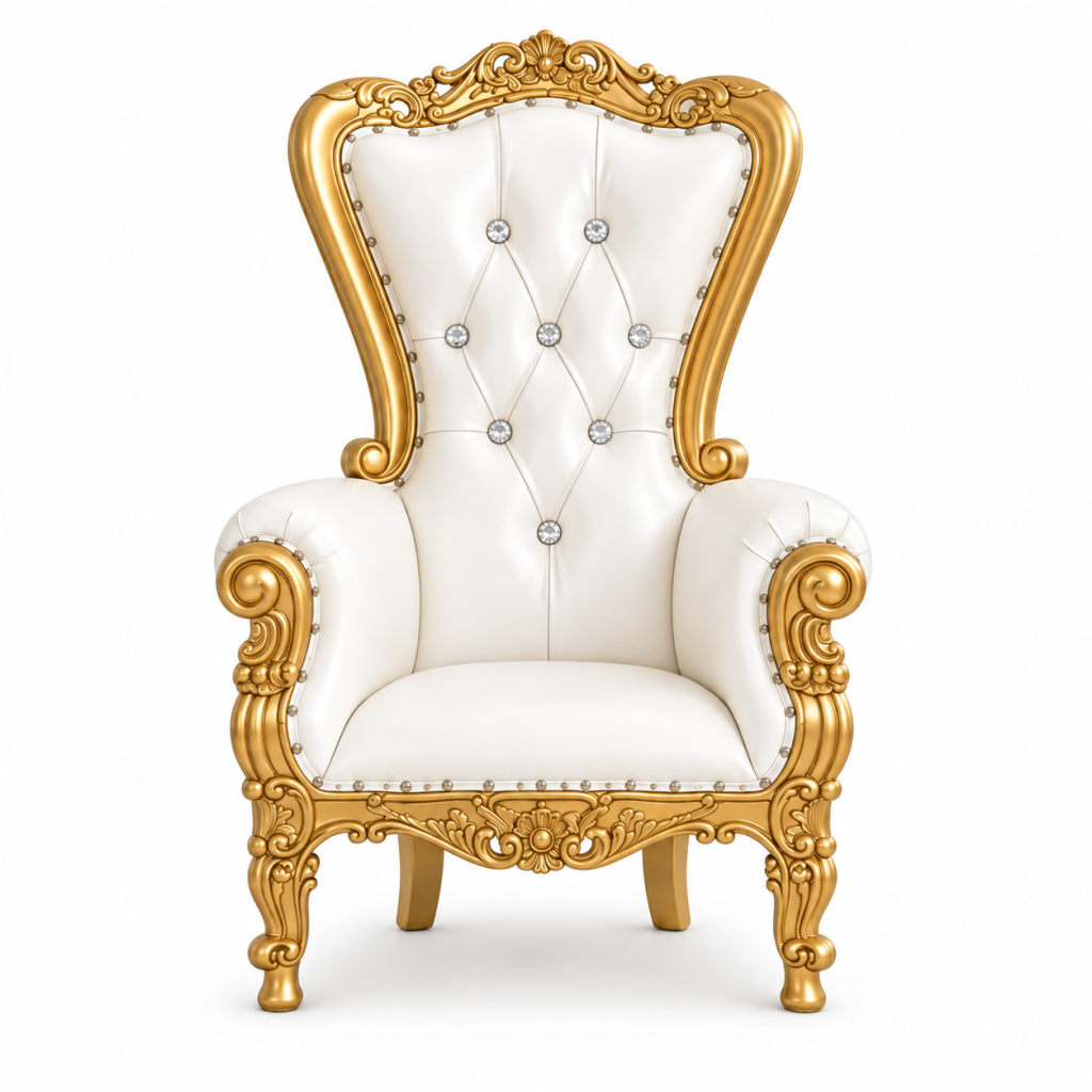 Kid Throne Chair White & Gold