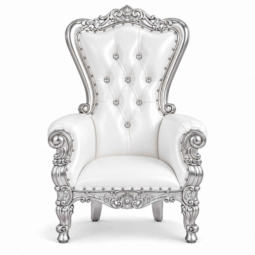 Kid Throne Chair White & Silver