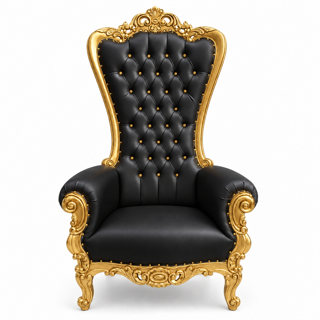 Queen Throne Chair Black & Gold