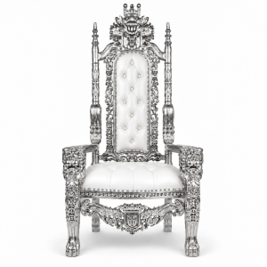 King Throne Chair White & Silver