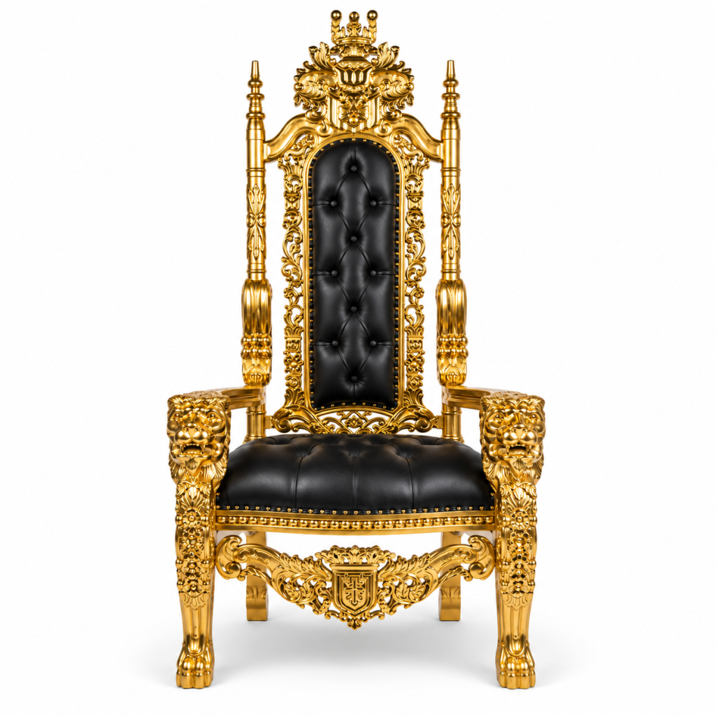 King Throne Chair Black & Gold