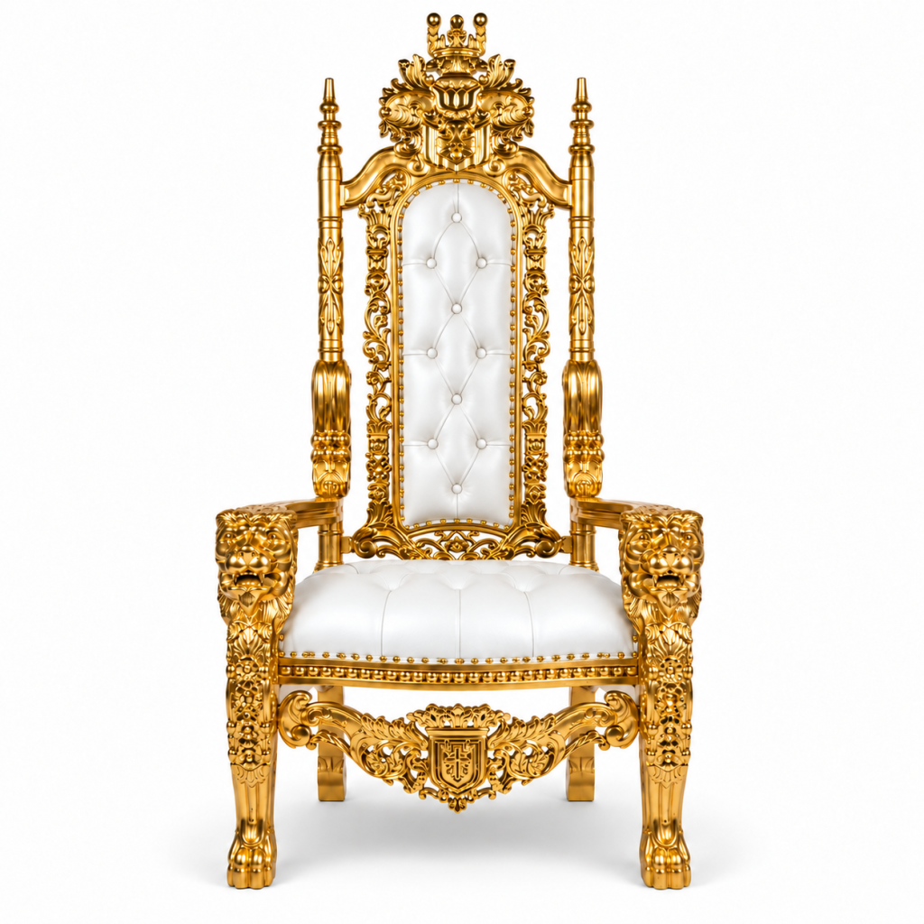 King Throne Chair White & Gold