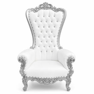 Queen Throne Chair White & Silver