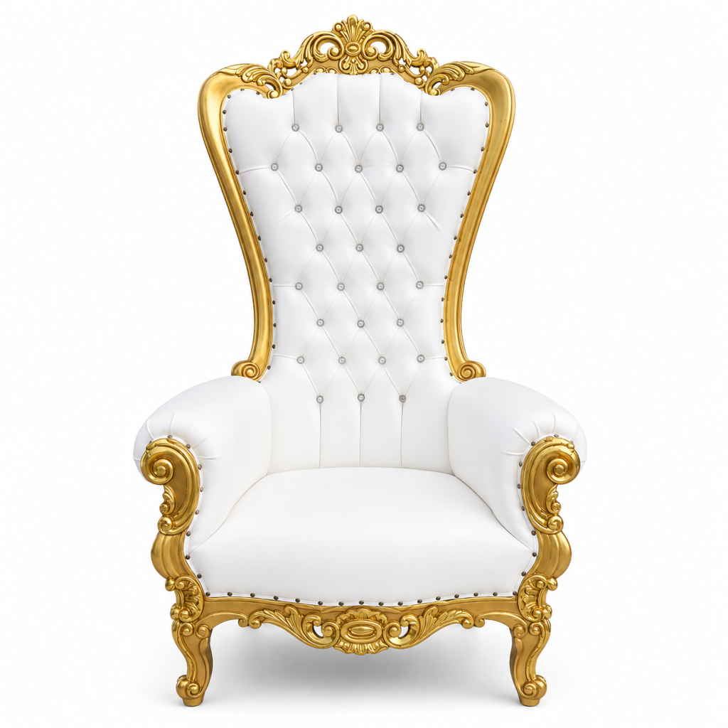 Queen Throne Chair White & Gold